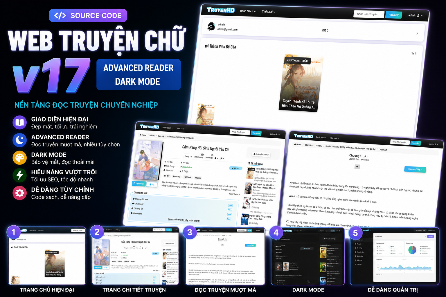 Source Code Web Truyện Chữ v17 - Advanced Reader, Dark Mode | NQT Dev